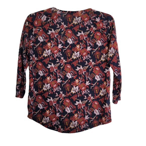 Lucky Brand Women's Shirt Floral Print Gathered Front Blouse Top Size Medium - Picture 2 of 6